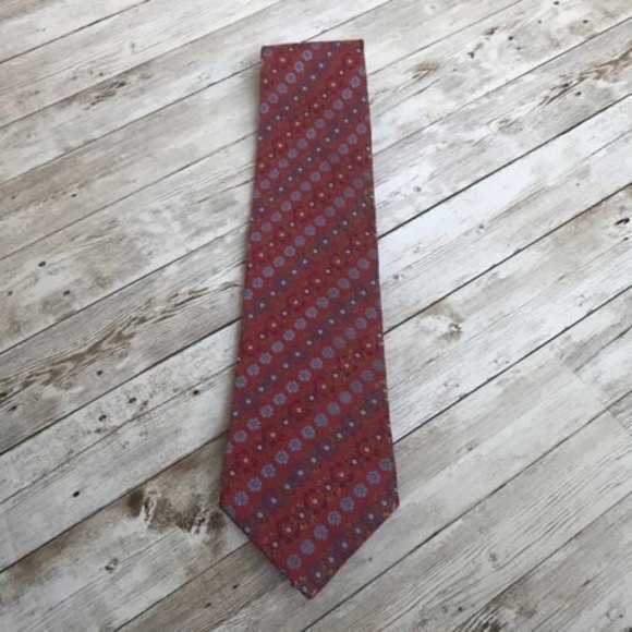 Christian Lacroix Mens Tie Necktie Navy Red Floral 100% Silk Made in Italy - Picture 4 of 8